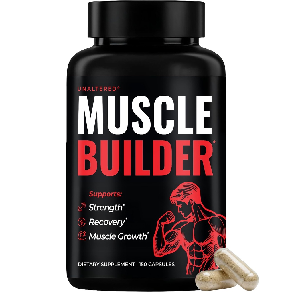 UNALTERED Anabolic Muscle Builder för Män - Tillväxt, Storlek, Styrka - Naturmuskelbyggnad Supplement & Energy Booster - Tribulus Terrestris, Ginseng, Vitamin D3, Ashwagandha - 150 kapslar