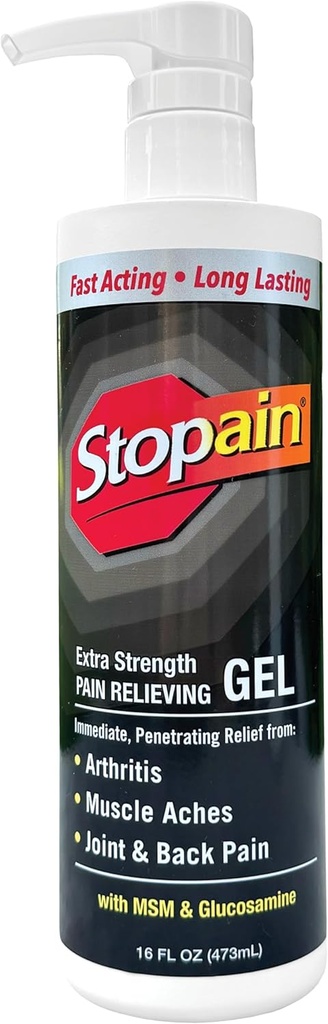 Stepain Pain Relief Gel 16oz, USA Made, Max Strength Fast Acting with Menthol, MSM, Glukosamiini Joint Pain, Selkäkipu, Niveltulehdus, Polvi, Neck Pain, HSA FSA Hyväksytty OTC Aihekohtainen analgesic tuote