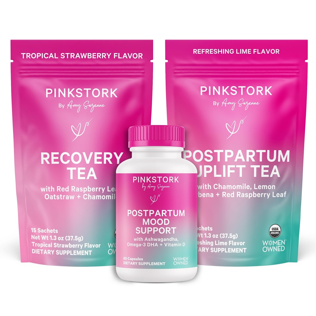 Pink Stork Postpartum Essentials Kit ... Hormonitasapaino, Recovery & Mood tuki uusille äideille...