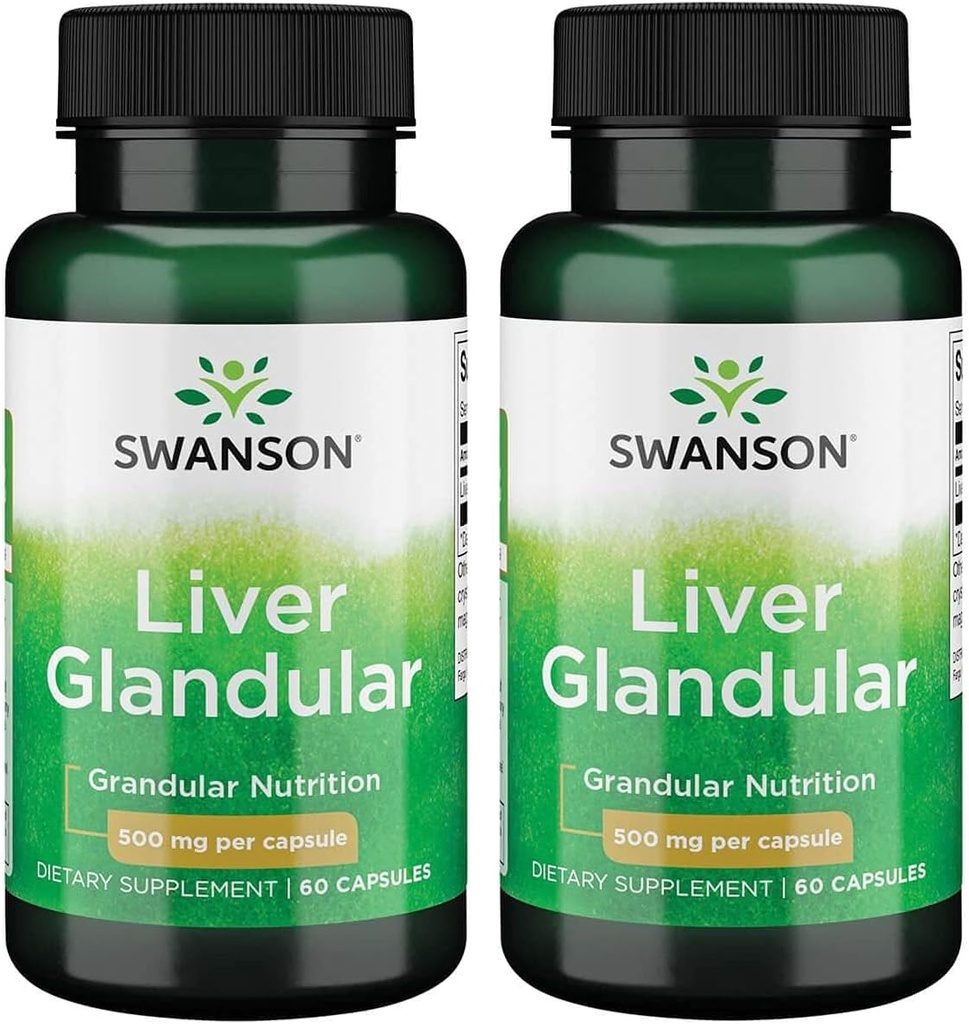 Swanson Liver Glandul 500 Milligrammaa 60 kapselia (2 pakkaus)