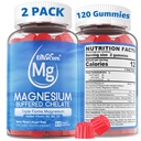 Magnesium Gummies - Triple Magnesium Complex, Magnesium Glycinate Gummies | Magnesium Glycinate, Malate, Citrate w / D3 B6 B12, för Calm, Sleep & Muscle Cramp | Hög Absorption | Vegan, 2 Pack