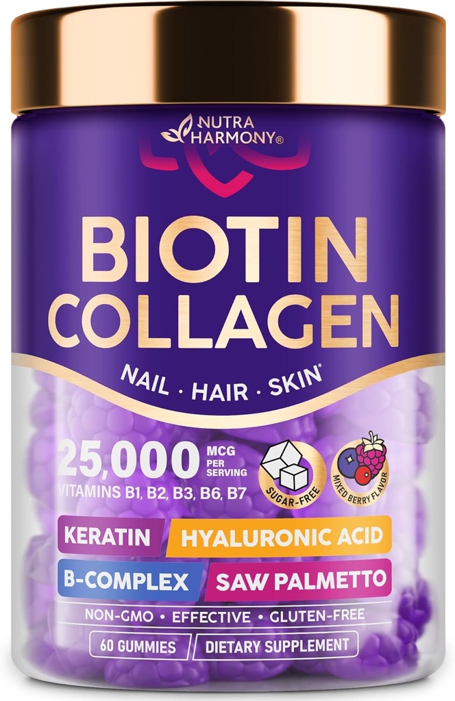 NUTRAHARMONY Biotin Collagen Gummies - 60