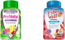 Vitafusion PreNatal Gummy Vitamins, Raspberry Lemonade smaksatt, Graviditet Vitaminer för kvinnor & Fiber Well Sugar Free Fiber Supplement, Peach, Strawberry och BlackBerry Flavored