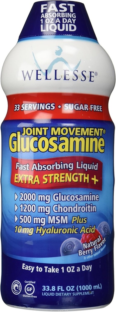 Wellesse nivelliike Glukosamiini, jossa on kondroitiinia ja Msm 33,8 fl oz (1000 ml)