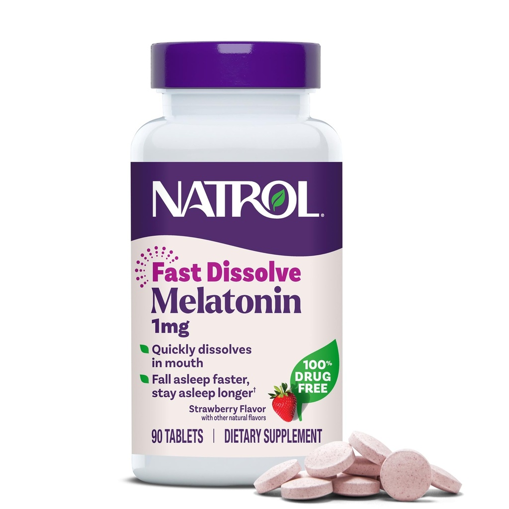 Natrol Fast liuottaa melatoniini 1 mg, uni tuki aikuisille