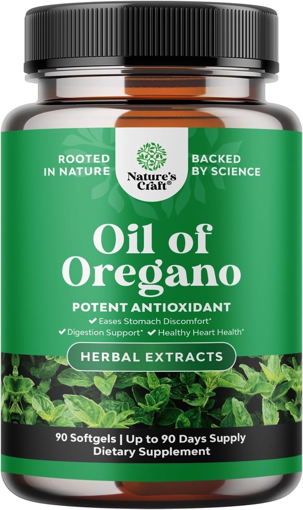 Wild Oil of Oregano Softgels - Gentle Detox for Immune Support - Tiivistetty Oregano Oil Softgels Carvacrol 70% - Helppo digestio, Gut Balance & Cleanse Body - Luotettu kasviperäisten täydentää - 90 Ct
