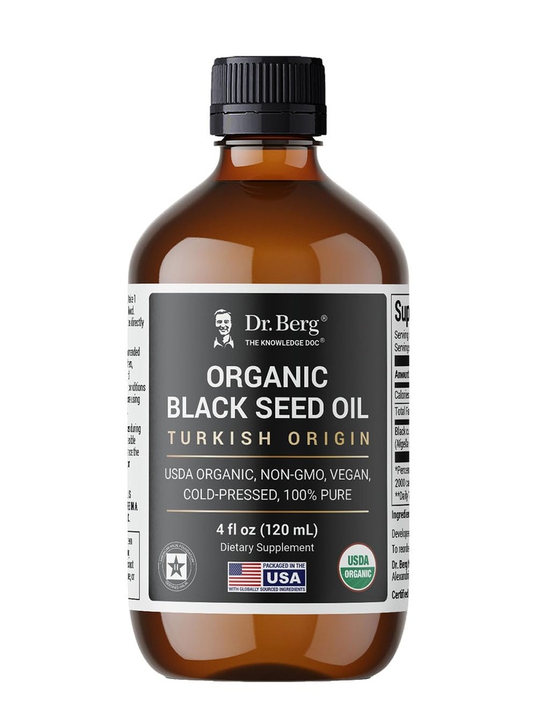 Tohtori Berg Black Seed Oil Organic Cold Pressed Pure Nigella Sativa Black Cumin Oil USDA Organic, Halal, Vegan ...