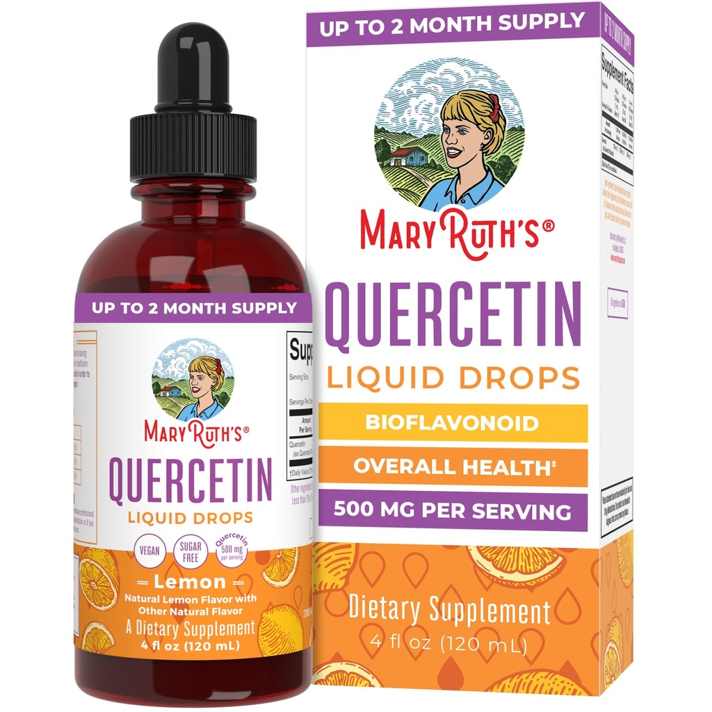 MaryRuth Organics Quercetin Liquid Drops ... Sokeriton... 500 mg aikuisille...