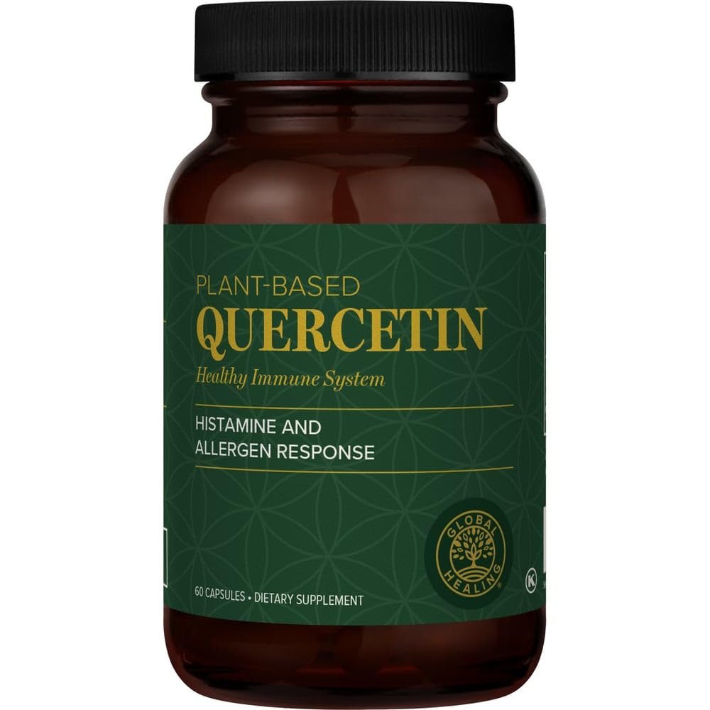 Global Healing Center Quercetin 250 mg Tillägg för att stödja immunsystem, Inkluderar QuerceFIT utan Bromelain & Zink (60 kapslar)