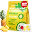 Glukosamiini Chondroitin Gummiet, 4200 mg Extra Strength Joint Lisäravinteet Glukosamiini Chondroitin kanssa MSM & Elderberry yhteinen terveys, joustavuus, immuuni tuki aikuisille, miehet & naiset, 180
