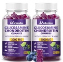 2 pakkausta 3000MG Glukosamiini Chondroitin Gummies MSM & Elderberry Extra Strength - Joint Support, antioksidantti Immuuni täydentää aikuisille, miehet & naiset - 120 mustikka Gummies
