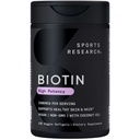 Sports Research® Biotin 2500mcg luomukookosöljyllä - Biotin (Vitamin B7) terveeseen ihoon ja hiustenhoitoon* - naisille ja miehille - Vegaani, ei-GMO, Gluteenittomat & soijattomat - 120 kasvissyötteet