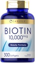 Carlyle Biotin 10000mcg | 300 Softgels | Max Styrka för hår, hud och naglar | Non-GMO, Gluten Free Supplement