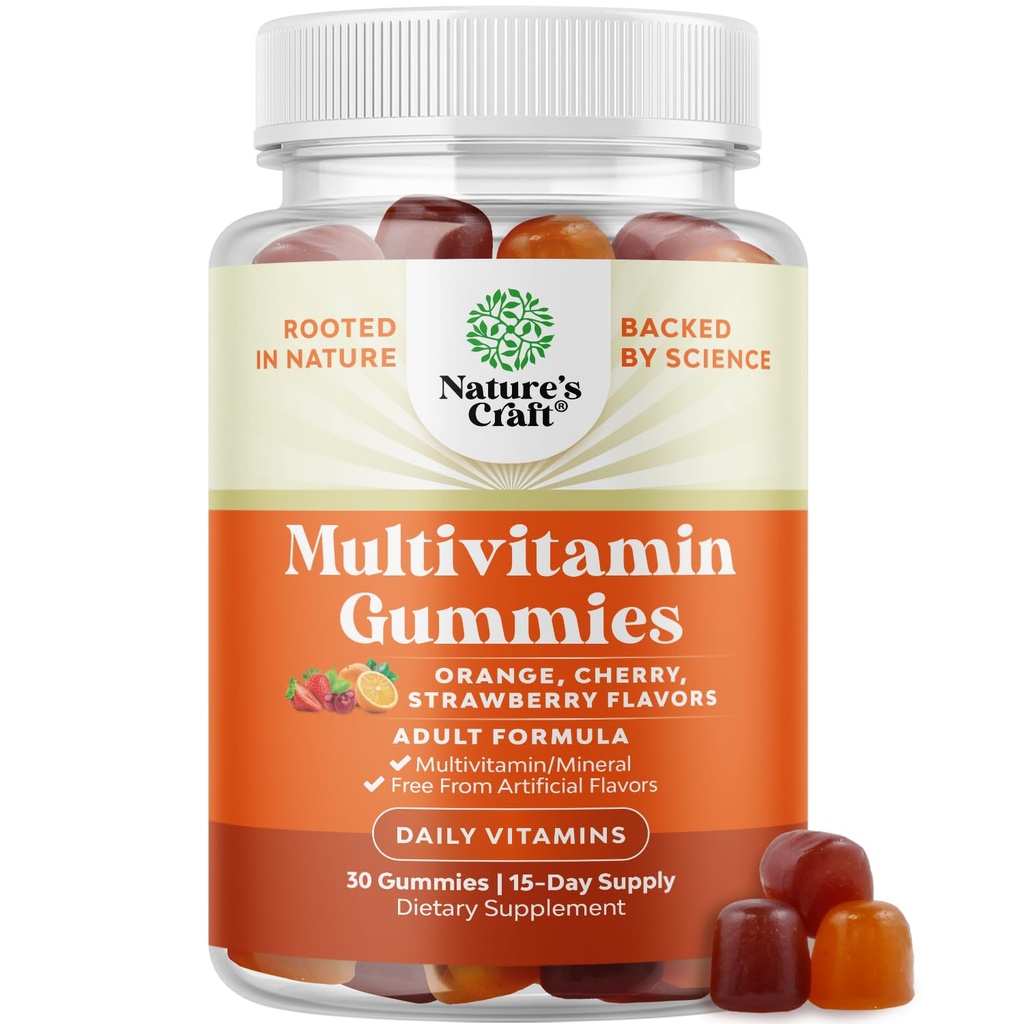 Voimakas päivittäin monivitamiini Gummies aikuisille - Hyvinvointi Blend D-vitamiini C E B12 Sinkki ja Biotiini - Aikuisten vitamiini Gummy for Energy and Immuniteetti - Ei-GMO Gluteeniton ja Halal Gummies 30 Count