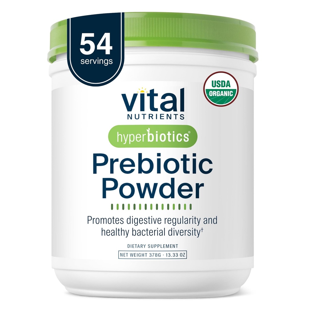 Hyperbiootit Vitaaliravinteet Organic Prebioottikuitujauhe ... tukee Gut Health and digestive Regularity... Liukoinen kuitulisä naisille ja miehille...