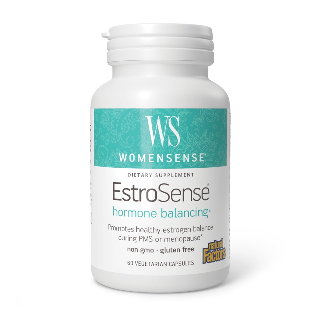 WomenSense EstroSense av naturliga faktorer, naturligt tillskott för att stödja östrogen och hormonbalans under PMS eller klimakteriet, Vegan, icke-GMO, 60 kapslar