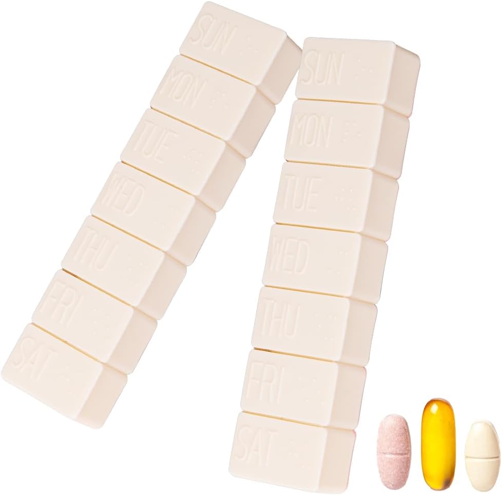 2Pack Weekly Pill Organizer,Extra Large 7 Days Pill Cases Travel Daily Pill Box för fiskolja, Calcium Tablets Supplements och andra vitaminpiller