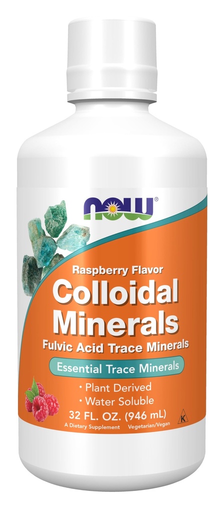 NOW Foods Supplements, Colloidal Minerals Liquid, Plant Derived, Essential Trace Minerals, Raspberry, 32-unce