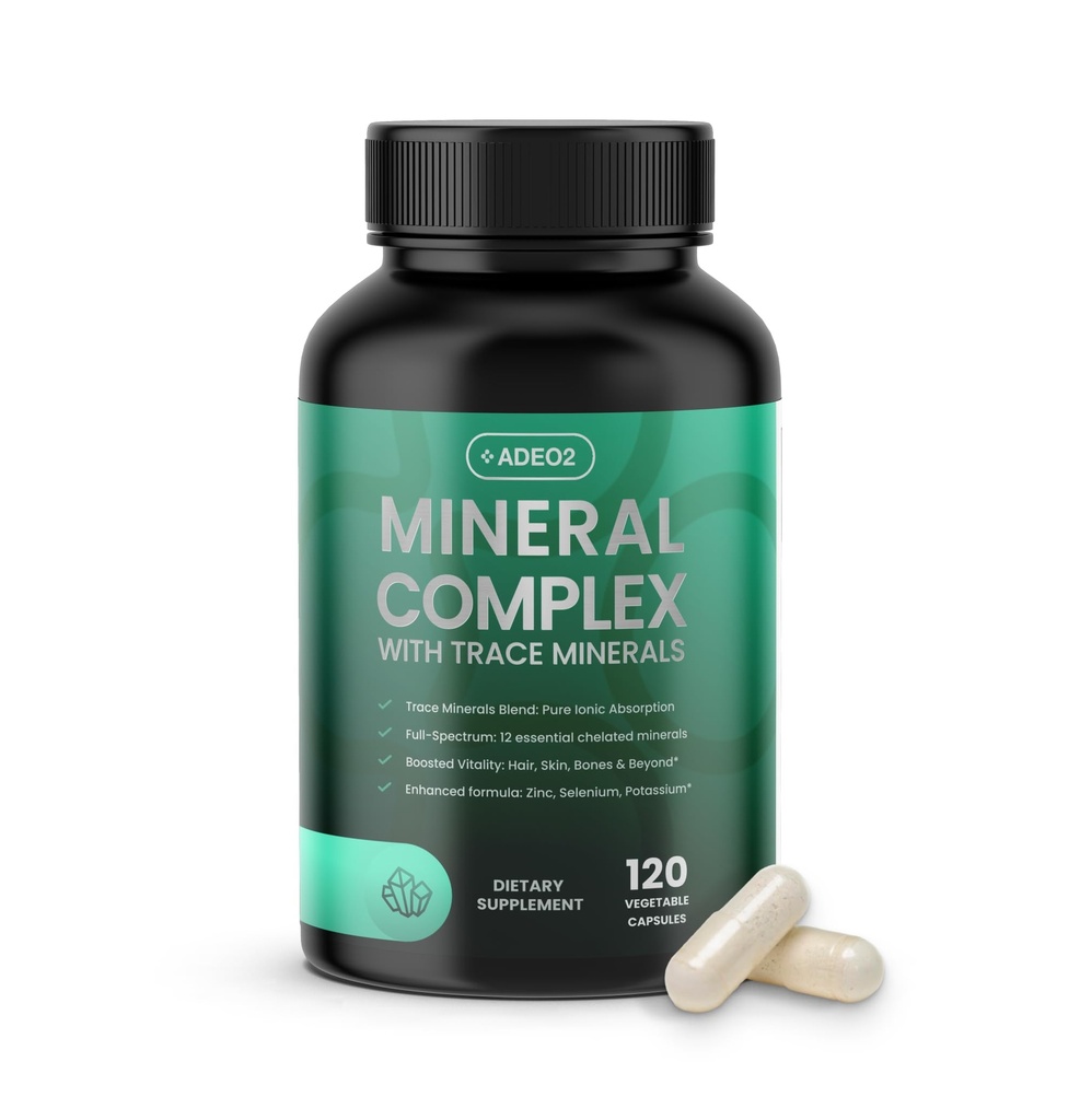 Premium Blend 52 Trace Minerals Complex kanssa Essential Minerals kelated muodossa ... Kaikki luonnolliset ja 100% Organic - 120 kapselit - Full Spectrum Ionic Mineral Blend - turvallinen naisille ja miehille