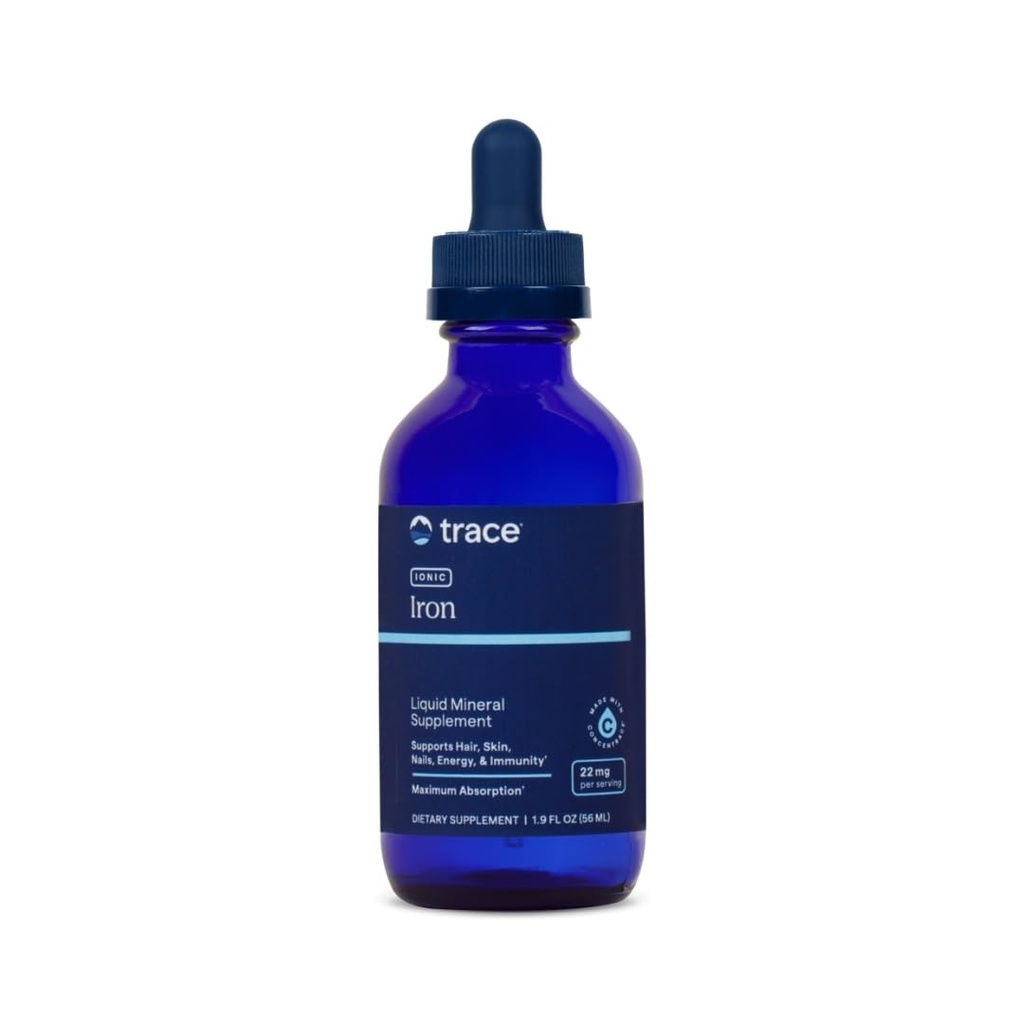 Trace Minerals Ionic Iron 22 mg - Kosttillskott för att stödja immunsystemhälsa och energi - Liquid Ionic Trace Mineral Supplement med Ferrous Sulfate - 1,9 fl oz (cirka 46 portioner)