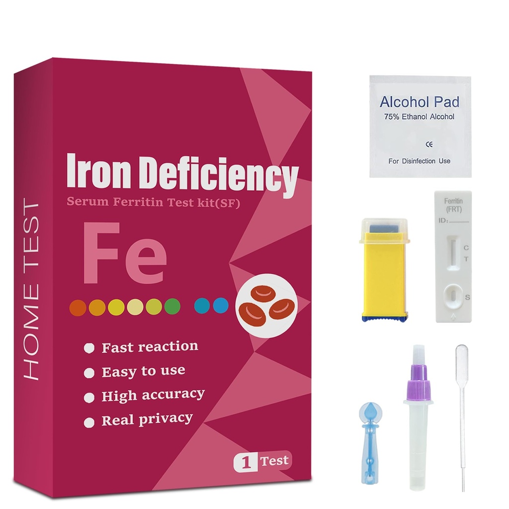 Iron Deficibility Test Kit, Sopii lapsille ja aikuisille, at-Home Iron Test Kit anemia. Rautatestipakkaus nopeaa reagointia ja tarkkoja tuloksia varten