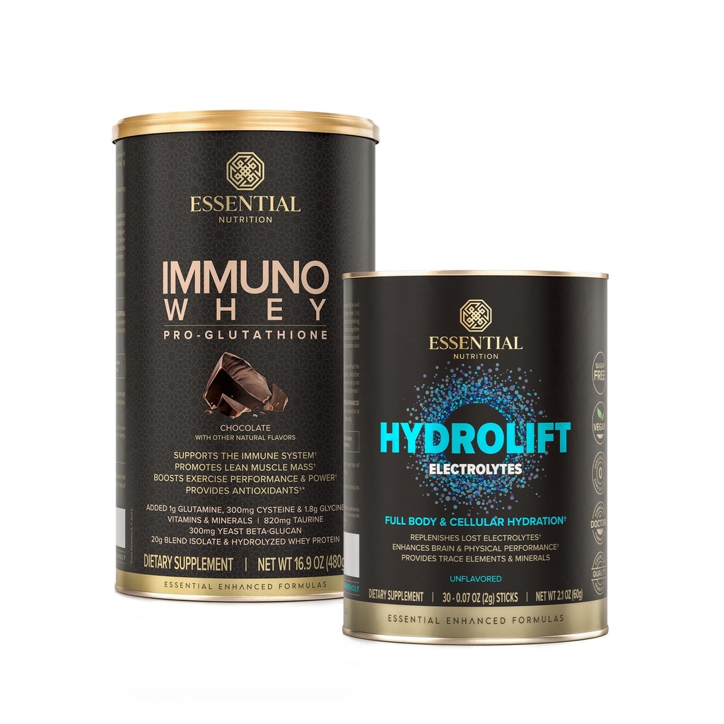 Essential Nutrition Hydrolift Elektrolyytit + Immuno Whey Chocolate 