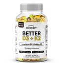 Organics Ocean Better D3 + K2-100% Organic VIT D3 och K2 Supplements with Maximum Bioavailability - Supports Bone Density, Calcium Balance, Immunity & Mood - 1-Pack, 30-Day Supply