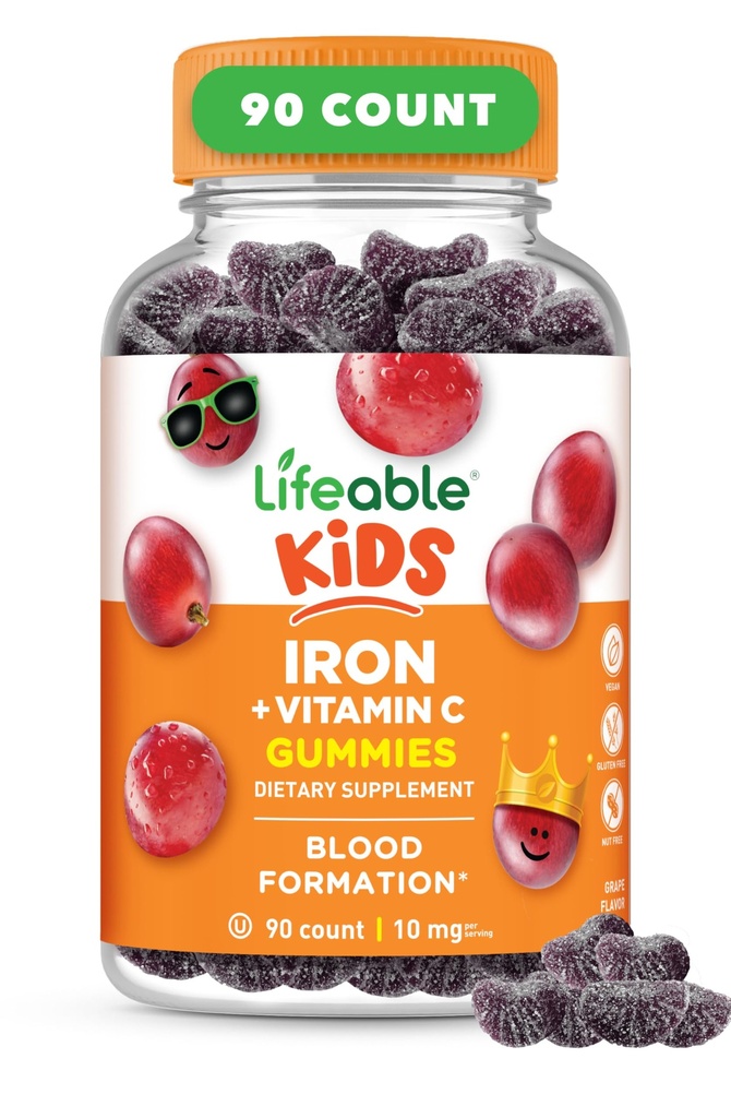 Rauta lisäravinteet lapsille 10mg ... C-vitamiinilla... Great maistaminen Iron Gummies lapsille.