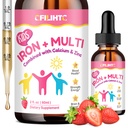 Flytande järntillskott för barn, kvinnor och män - med kalcium, zink, barn multivitamin med järn droppar - immunsupport, blodbyggare och energisupport för järnbrist, anemi, Vegan 2 Fl Oz