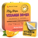 Vitamin D3 K2 Supplement 5000 IE - Fast-Absorbing Oral Strips för Bone & Heart Health - Vitamin D K2 Plant-Based Formel - D3K2 - Vitamin D3 con K2- Non GMO - Sugar-Free (30 greve)