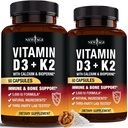 NEW AGE D3 5 000 IU + K2 MK-7 100 mikrog - 2-in-1 Bone, Immuno & Heart Support, Helppo niellä, ei GMO - 120 kapselia