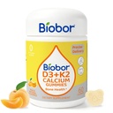 Biobor D3-vitamiini K2 Gummies with calcium, 2000 IU D3 & 200 mikrog K2(MK-7) & 200 mg kalsium, ei sokeria lisätty, tukee terveitä luut ja immuuni terveys, gluteeniton, GMO vapaa, keltainen persikka, 60