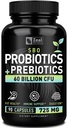 Probiotika och prebiotika + SBO Probiotics (60 miljarder CFU | 90 kapslar) Acidophilus Probiotic w. Saccharomyces Boulardii, Bifidobacterium + Spore Probiotic & Organic Sprouted Prebiotic Fiber Blend