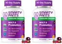 SmartyPants Organic Toddler Multivitamin Gummies: Probiotics,Omega 3 (ALA), Vitamin D3, C, Vitamin B12,B6, A,K & Zinc,Beta Carotene, Gluten Free,Three Fruit Flavors, (30 Day Supply), 60 Count (Pack av 2)