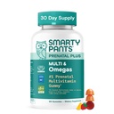 SmartyPants Prenatal Multivitamiini Gummies Omega 3 DHA/EPA, Metyylifolaatti, Biotiini, vitamiinit D3, C, B12, B6, A, K, ja Sinkki, Gluteeniton, puhdas etiketti, Kaksi hedelmän makuja, 90 Gummies (30 päivän tarjonta)