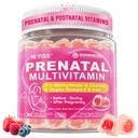 Prenataali vitamiineja naisille Multivitamiini Gummies w/ Methylfolate 1 mg, koliini Omega-3(DHA+EPA) Rauta, postnataali vitamiineja naisille Imetys ennen, raskauden jälkeen,Sogar vapaa,Vegaani,60Cts