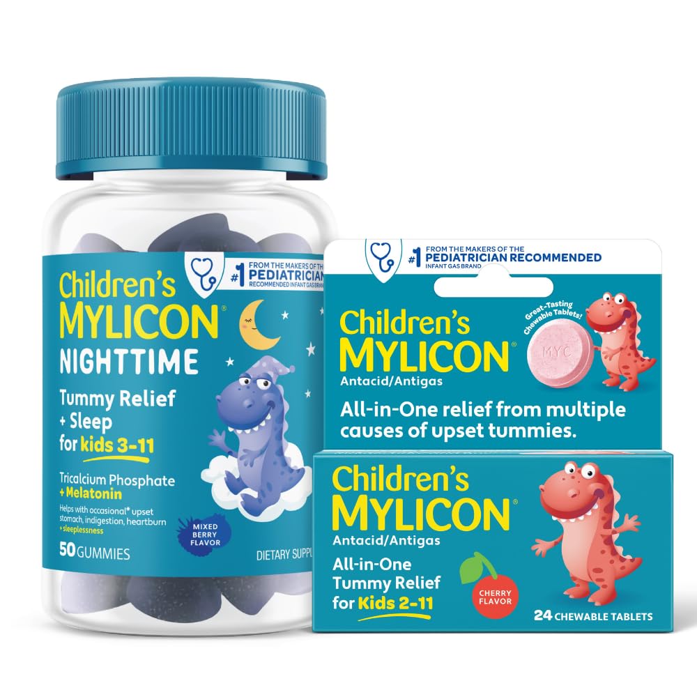 MYLICON Masu Relief lapsille Bundle, Daytime Masu Relief tabletit + Nighttime Gummies kanssa melatoniini