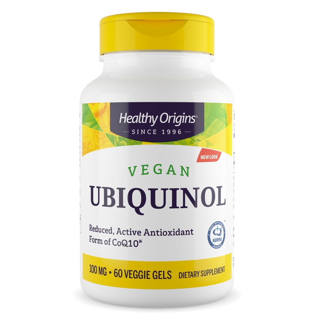 Friska ursprung Vegan Ubiquinol (Active Form of CoQ10), 100 mg - Kaneka Ubiquinol Supplements for Heart Health & Antioxidant Support - Gluten-Free & Non-GMO Supplement - 60 Veggie Gels