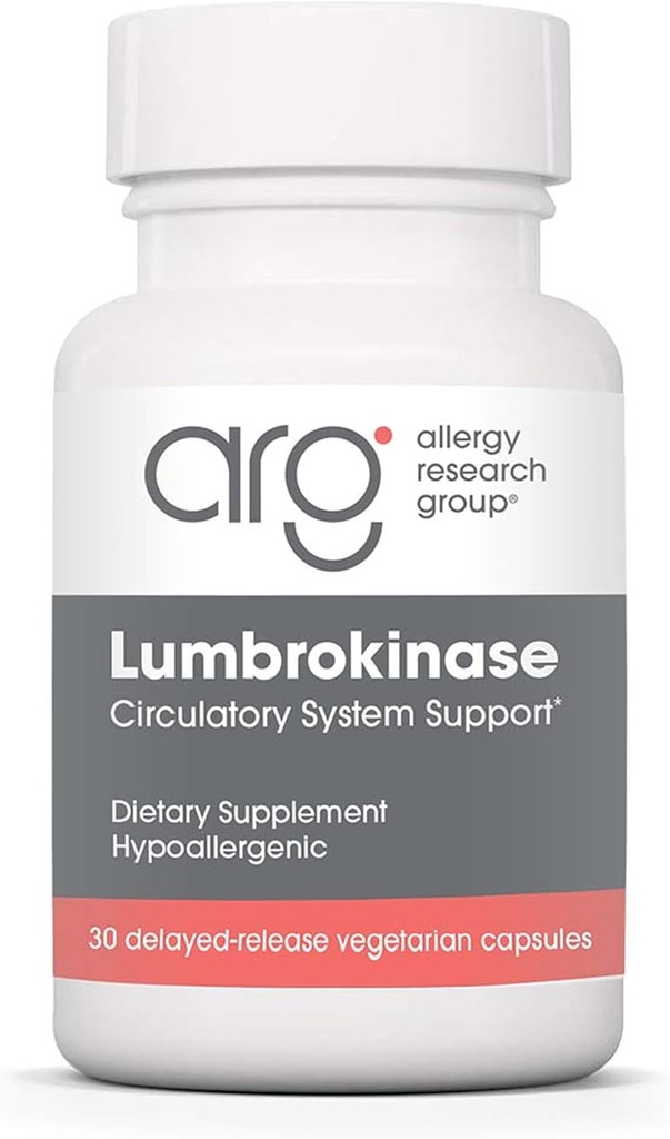 Allergiforskningsgrupp Lumbrokinase Supplement - Cirkulatorisk systemstöd, stöder blodcirkulation redan i den normala nivån - 30 fördröjda utsläpp vegetariska kapslar