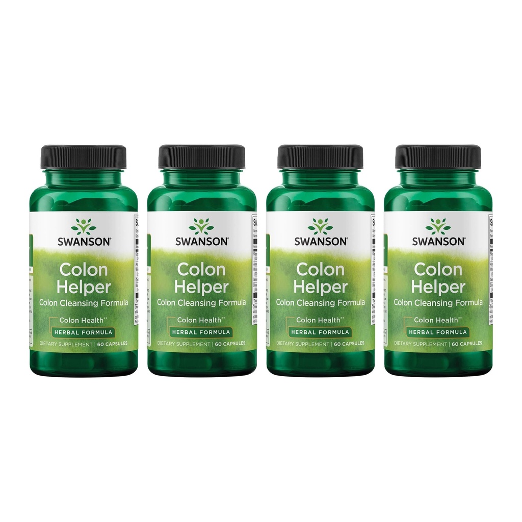 Swanson Colon Helper - Edistää digestiivinen terveys käyttämällä rautayrtti, kultainen juuri, liukas Elm Bark & More - kasviperäisten täydentää Aiding Terve Eliminaatiot - (60 kapselia) (4 pakkaus)