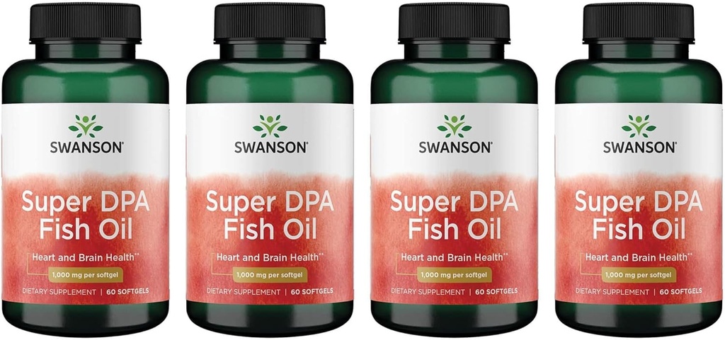 Swanson Super Dpa Fish Oil 1000 mg 60 Sgels (4 pakkaus)