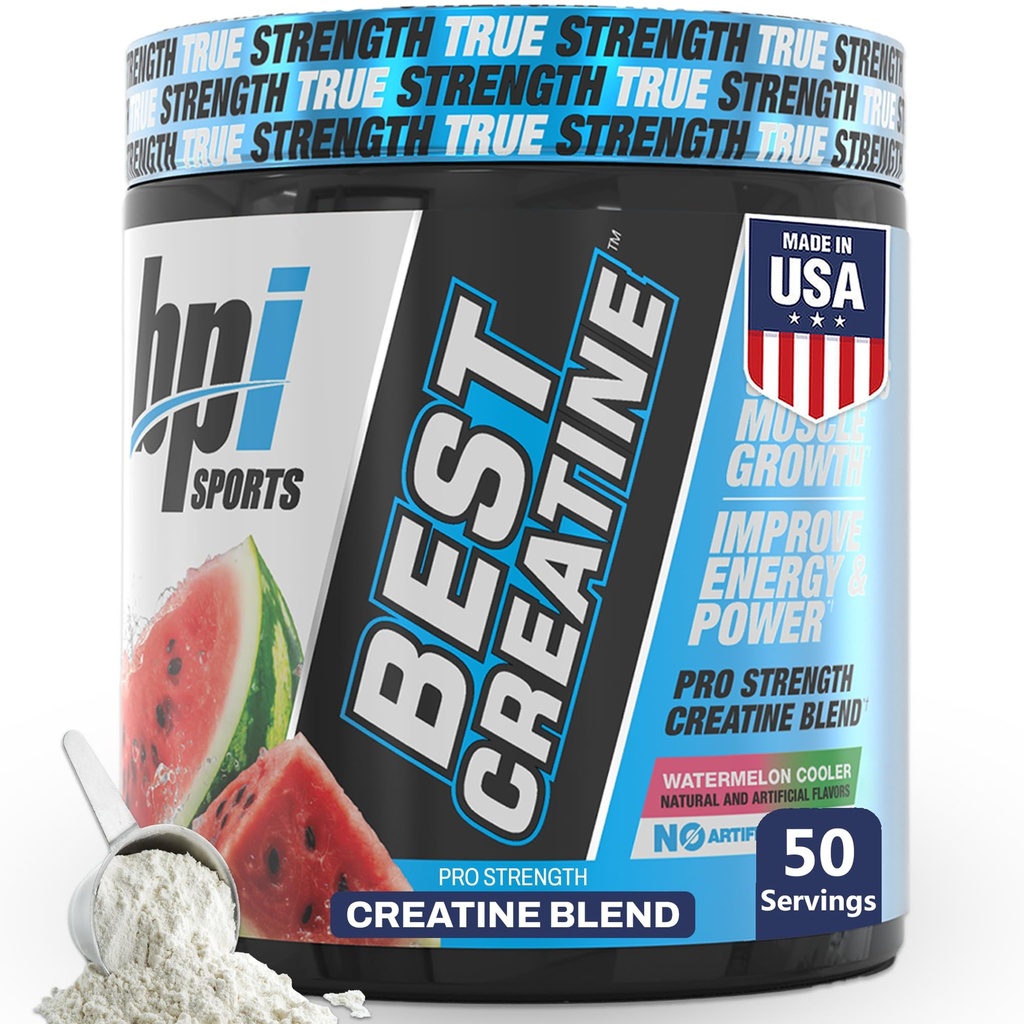 BPI Urheilu Paras Creatiini - Creatiini Monohydraatti Powder for Men & Women, Himalajan Salt - Strength, Pump, Lihaskasvu, Lihaksen määritelmä - Ei Bloat - Watermelon Cooler - 50 annosta - 10.58