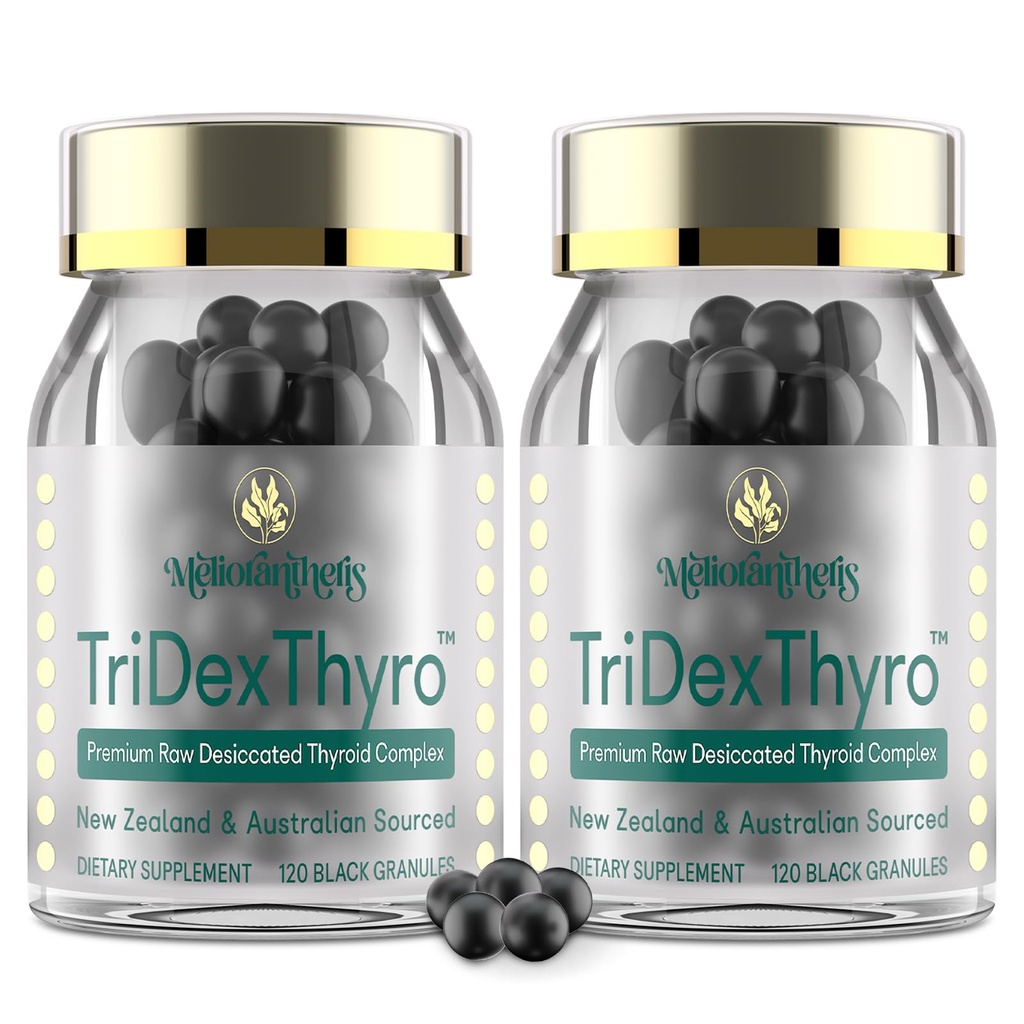 Kilpirauhasen täydennysosa ... TriDexThyroTM Raw kuivatus Kilpirauhaskompleksi 375 mg, jossa on naudan, sian ja lampaan 120 kapselia naisille ja miehille.