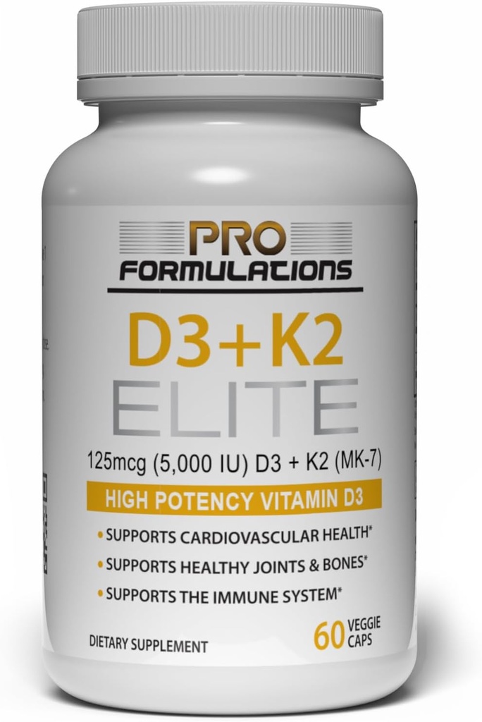 Pro Formulations MD D3 + K2 Elite D3-vitamiini + K2-vitamiini ... 60 Day Supply ...
