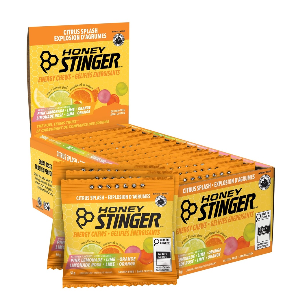 Honey Stinger Organic Citrus Splash Energy Chews, Gluteeniton & kofeiiniton, liikunta, juokseminen ja performance, urheiluravintola koti &amp; kuntosali, Pre ja Mid Treenit, 21.6 Ounces (paketti 12)