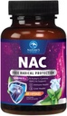 NAC Supplement - 1200mg per servering N-Acetyl-L-Cysteine - Optimal Absorption Immune Support med kraftfulla antioxidanter - Respiratory & Liver Health Support - Gluten Free, Bottled i USA - 60 kapslar