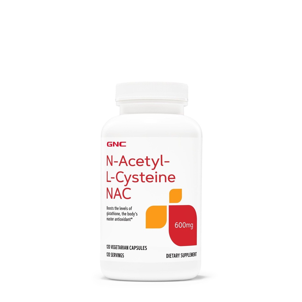 GNC N-asetyyli-L-kysteiini NAC 600mg - 120 kasvissyöjäkapselia (120 tarjoilua)