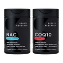 Sports Research® Antioksidantti Support Pack - N-Asetyl L-Cysteine (NAC) 600mg, CoQ10 100mg Paranneltu w/Coconut Oil & Bioperine - Vegan · Ei-GMO · Gluteeniton