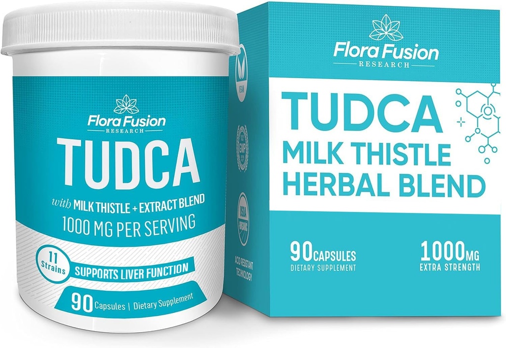 Flora Fusion Dr. Millers TUDCA med mjölk Thistle Extract, 1000mg per servering, lever och Gallbladder Cleanse Supplement, Stöder Leverfunktion, 90 kapslar (45-dagars leverans)