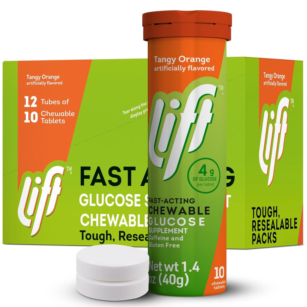 Nosto Glukoosi Nopeasti toimiva Glukoosi Purutabletti, Oranssi, 10 ct putki (pakkaus 12)